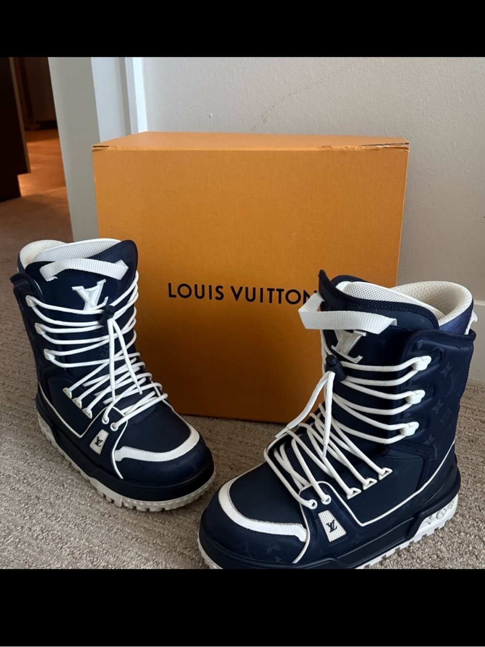 Louis Vuitton Navy Trainer Snow Boots